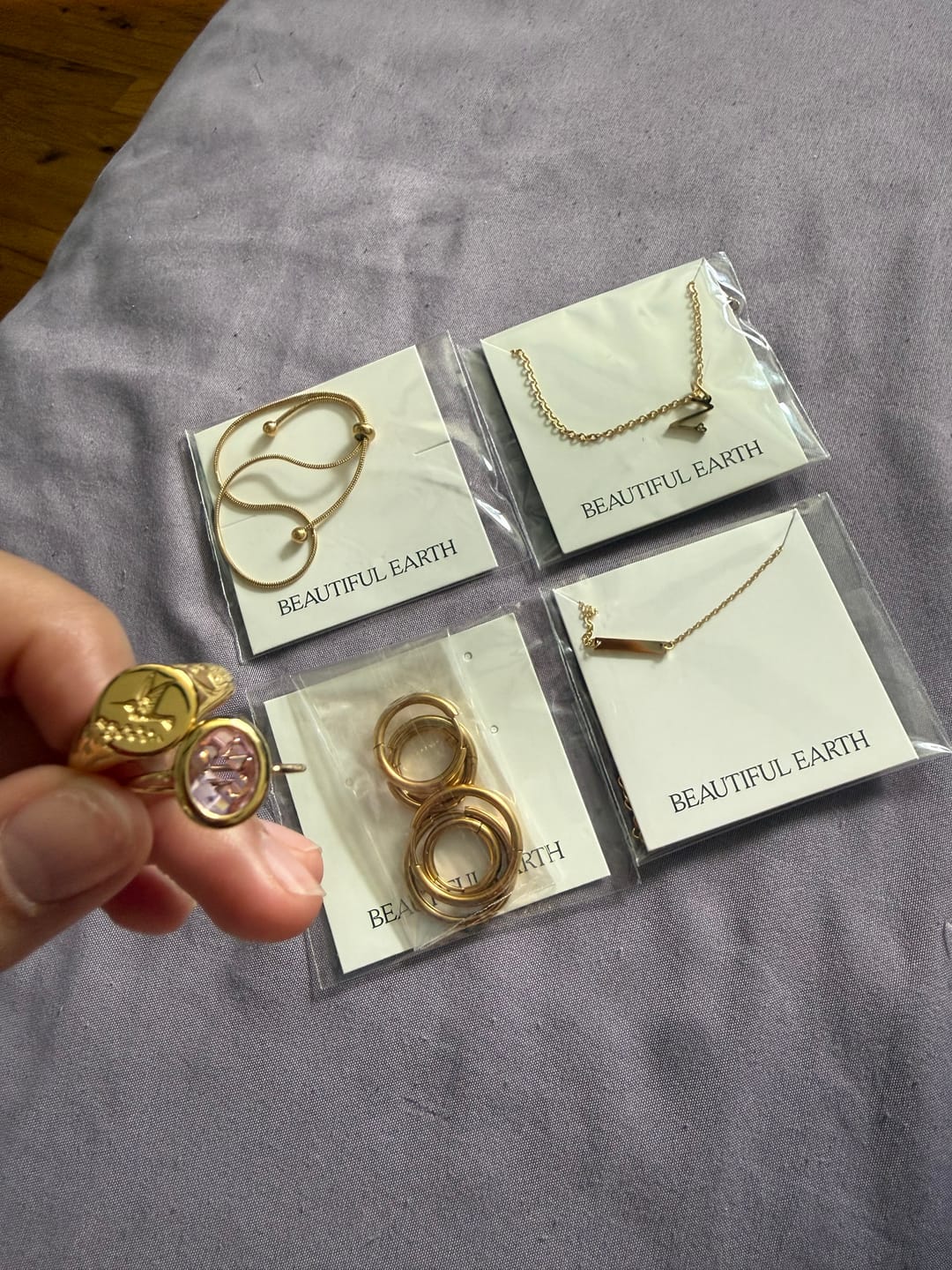 Customer photo review of Triple Hoop Earrings Set