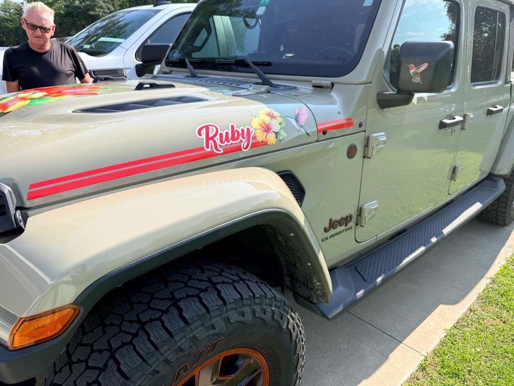 Customer photo review of Custom Off Road Graphic Truck Decal Sticker. Personalized Logo for your Vehicle. #7009