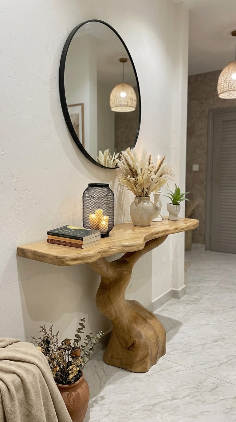Customer photo review of Live Edge Console Table With Twisted Base for Organic Interiors