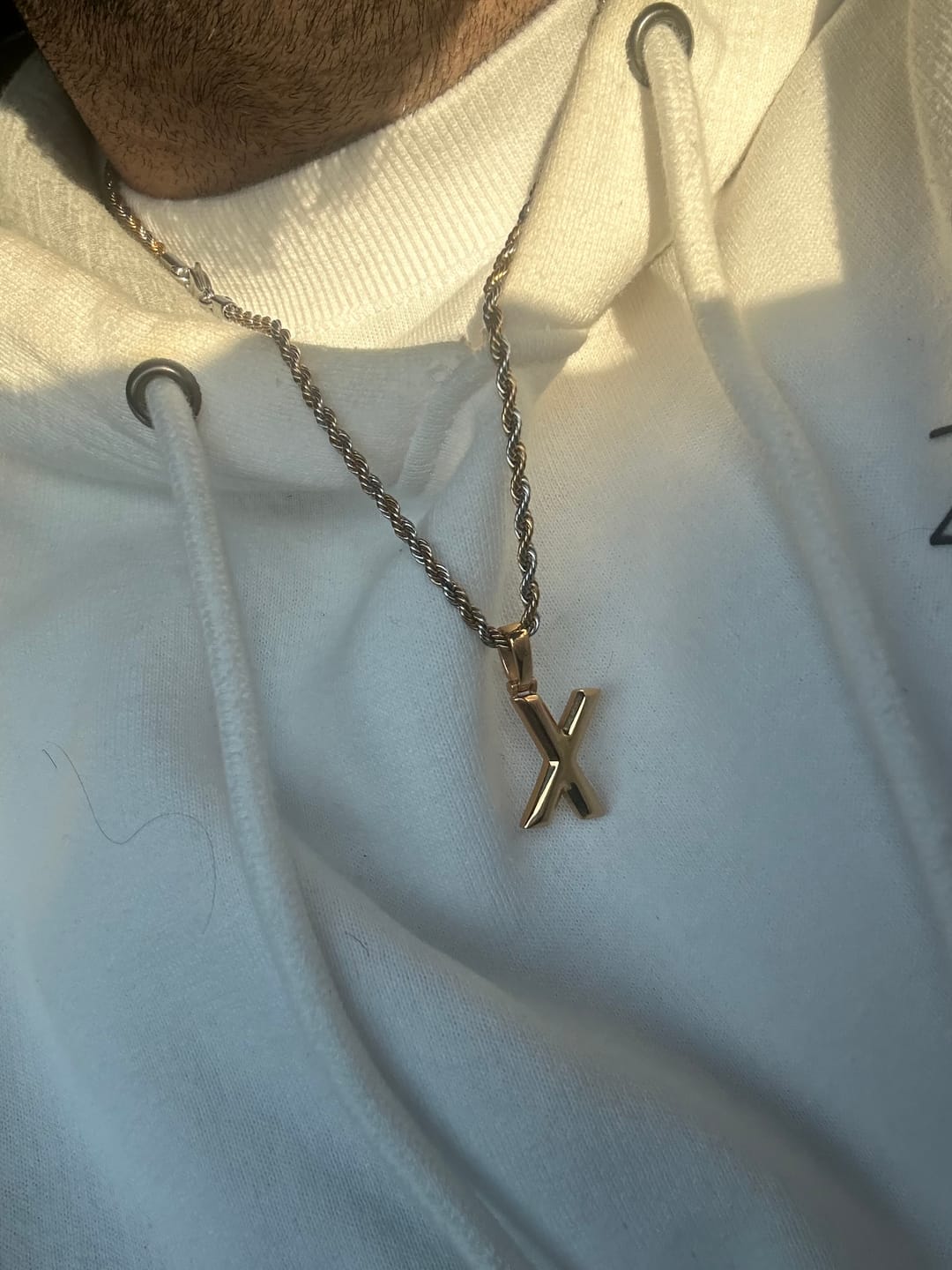Customer photo review of Varsity Initial Pendant (Gold)