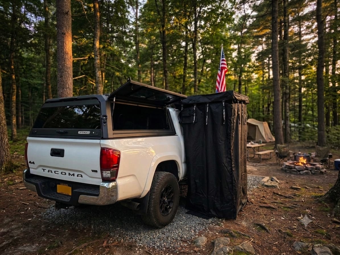 Customer photo review of OPENROAD Quick-Open Overland Shower/Privacy Awning V2