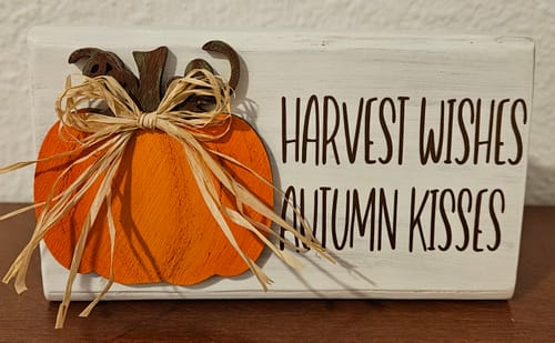 Customer photo review of Unfinished Wood Pumpkin with Vines Shape | DIY Craft Cutout | up to 46" DIY