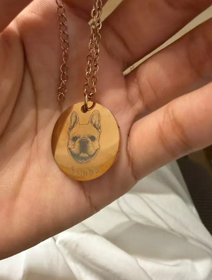 Customer photo review of Custom Engraved Pet Portrait Necklace