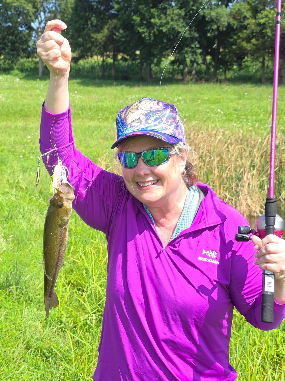 Customer photo review of Maxcorners Fishing Neon Purple Splash Lure Personalized 3D Cap