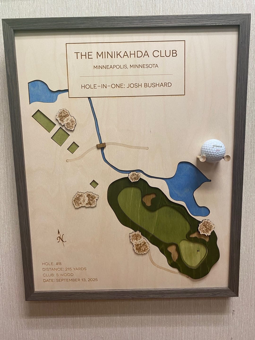 Customer photo review of Personalized Hole-in-One | Single Hole Golf Art