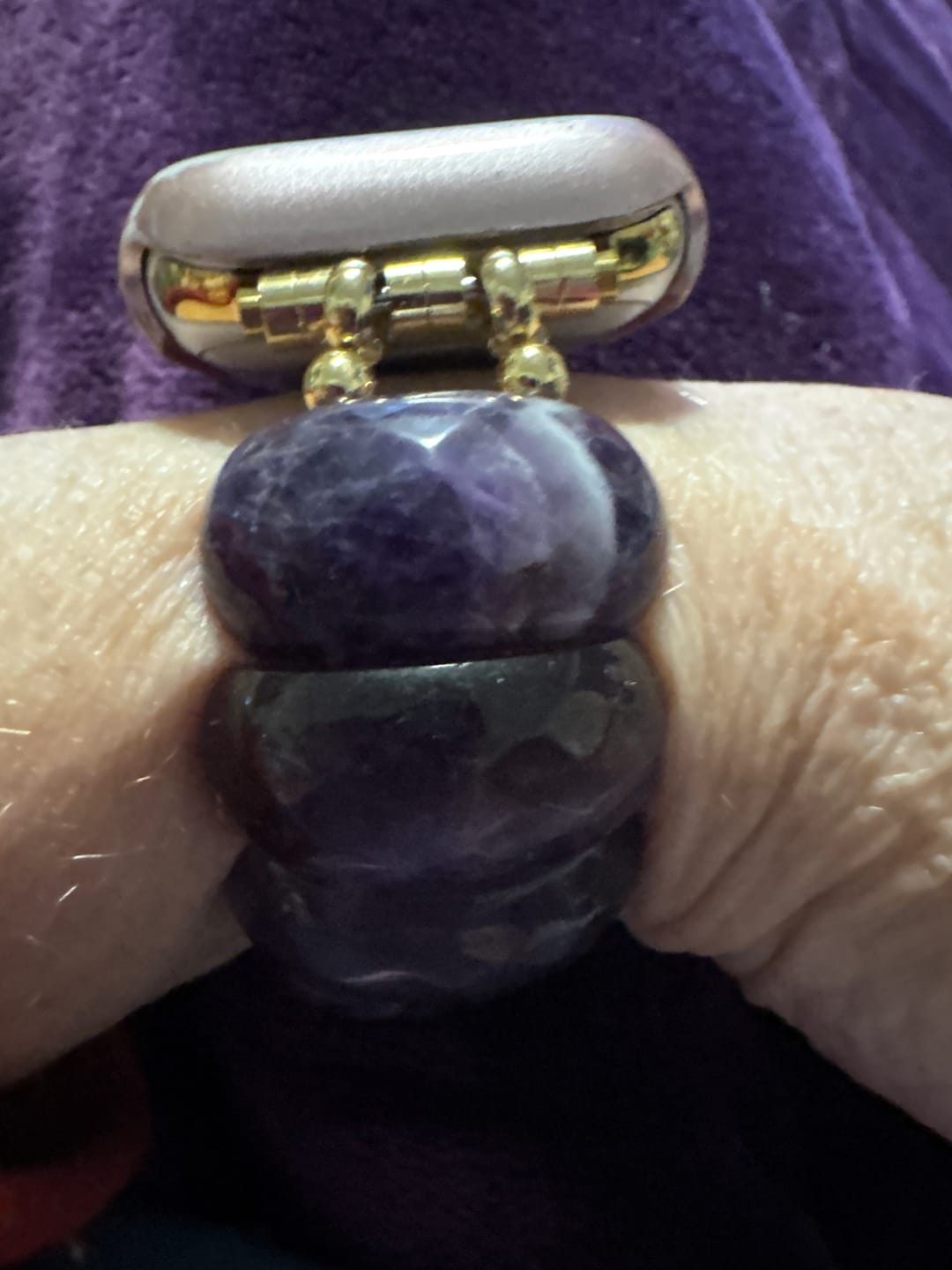 Customer photo review of Healing Amethyst Protection Stretch Apple Watch Strap