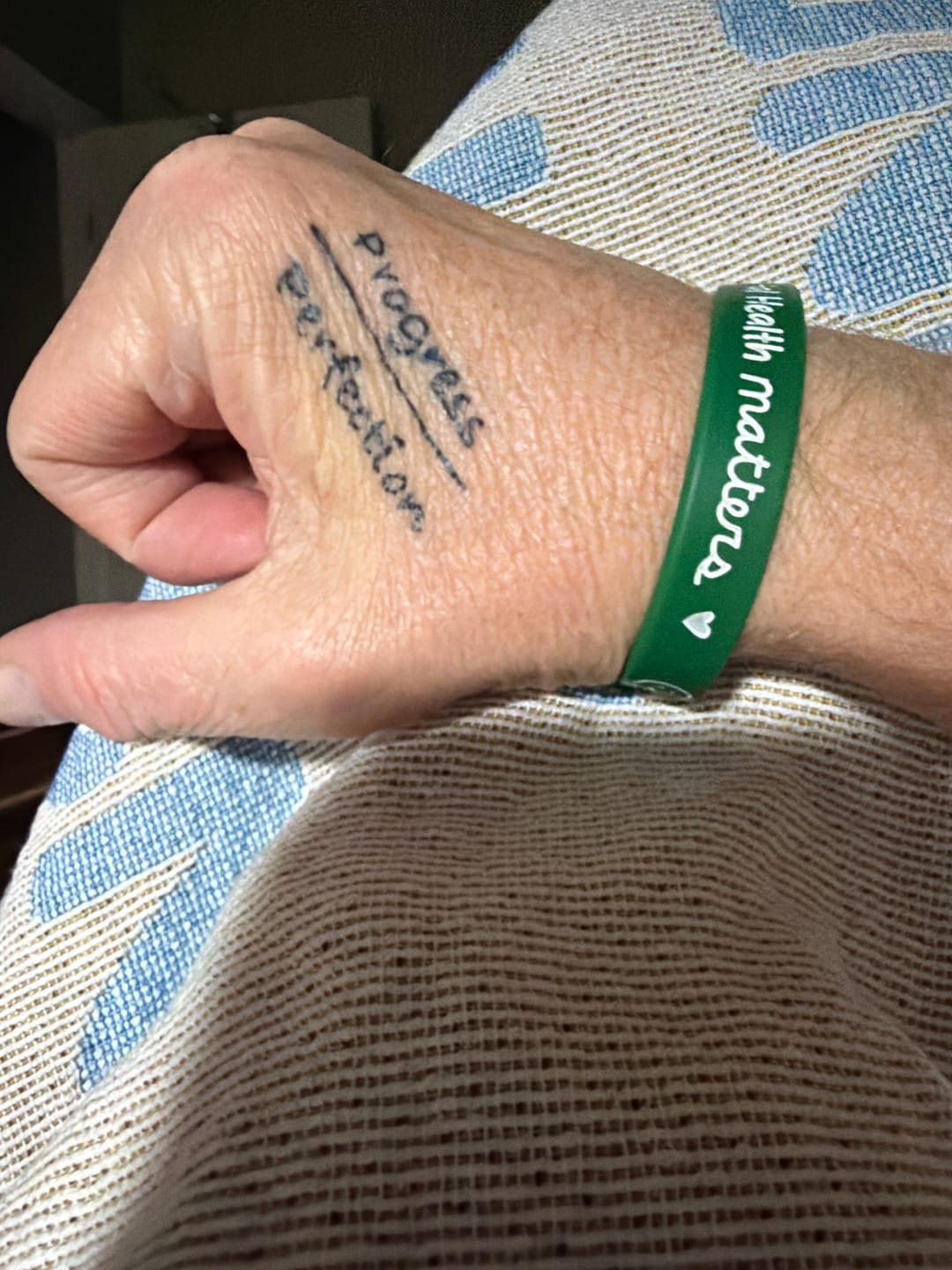 Customer photo review of Mental Health Month Wristband Duo