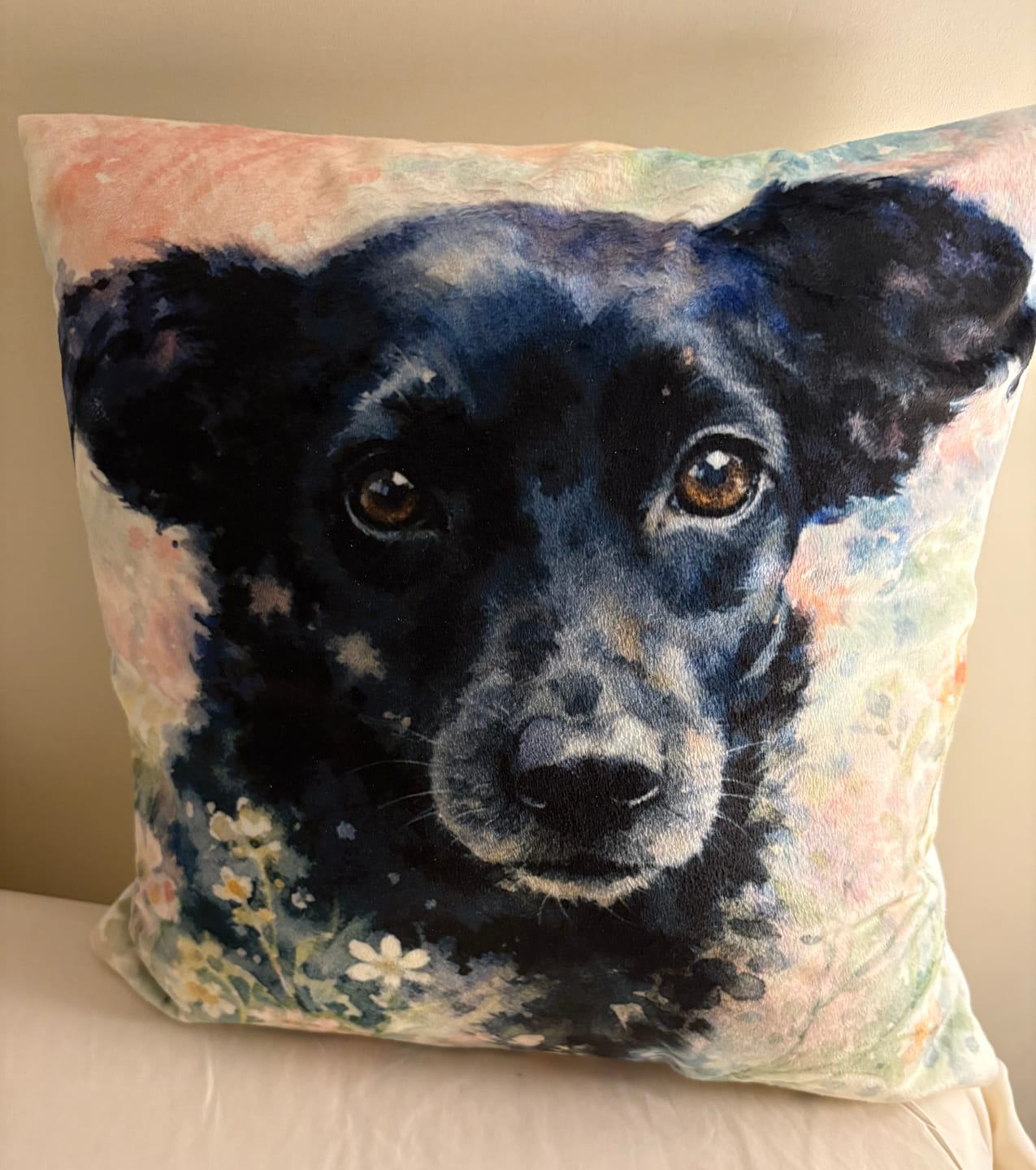 Customer photo review of Watercolour - Personalised Pillow