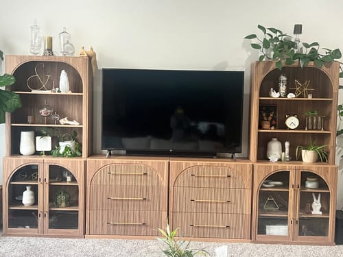 Customer photo review of Jagger Modern Double-Arc Entertainment Center Wall Unit (6-Piece)
