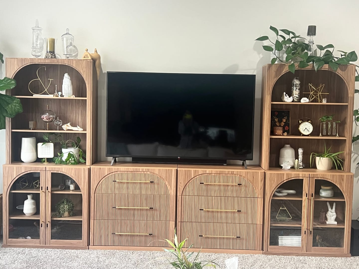 Customer photo review of Jagger Modern Double-Arc Entertainment Center Wall Unit (6-Piece)
