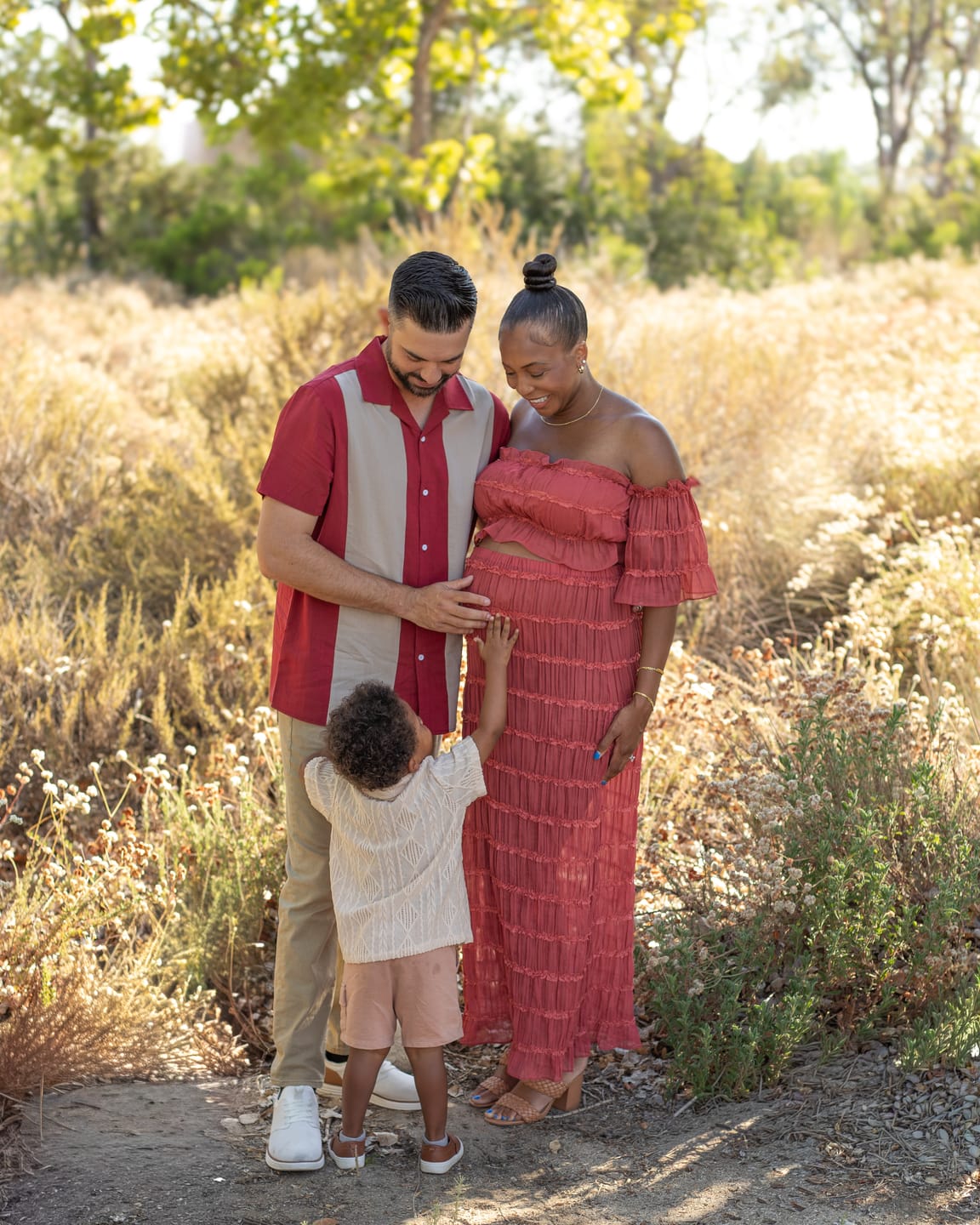 Customer photo review of Marisol 2 piece Maternity Photoshoot Dress in Crimson Glow