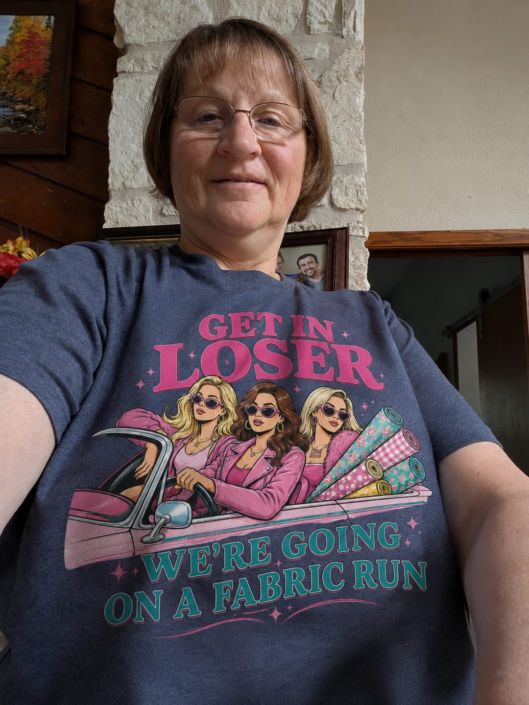 Customer photo review of Godzilla Quilter T-shirt