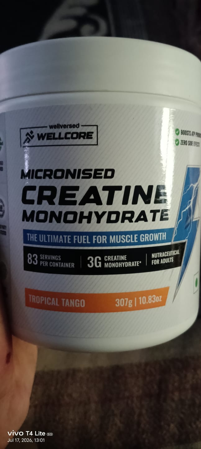 Customer photo review of Wellcore - Micronised Creatine Monohydrate (83 Servings, Tropical Tango) + Premium Steel Shaker