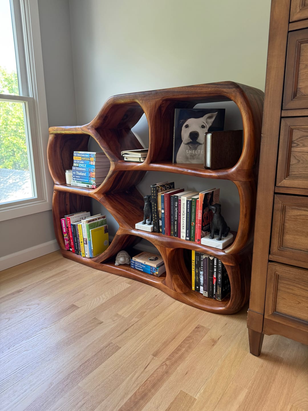 Customer photo review of Artistic Curved Bookshelf For Living Room Styling
