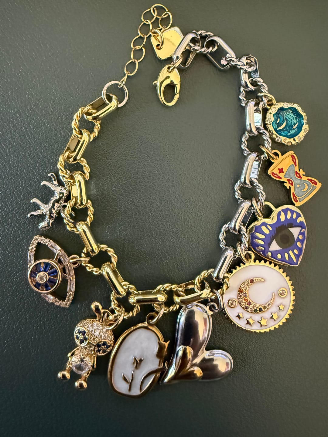 Customer photo review of 2 Tone Oval Twist Chain BRACELET Bundle - (3 Charms)