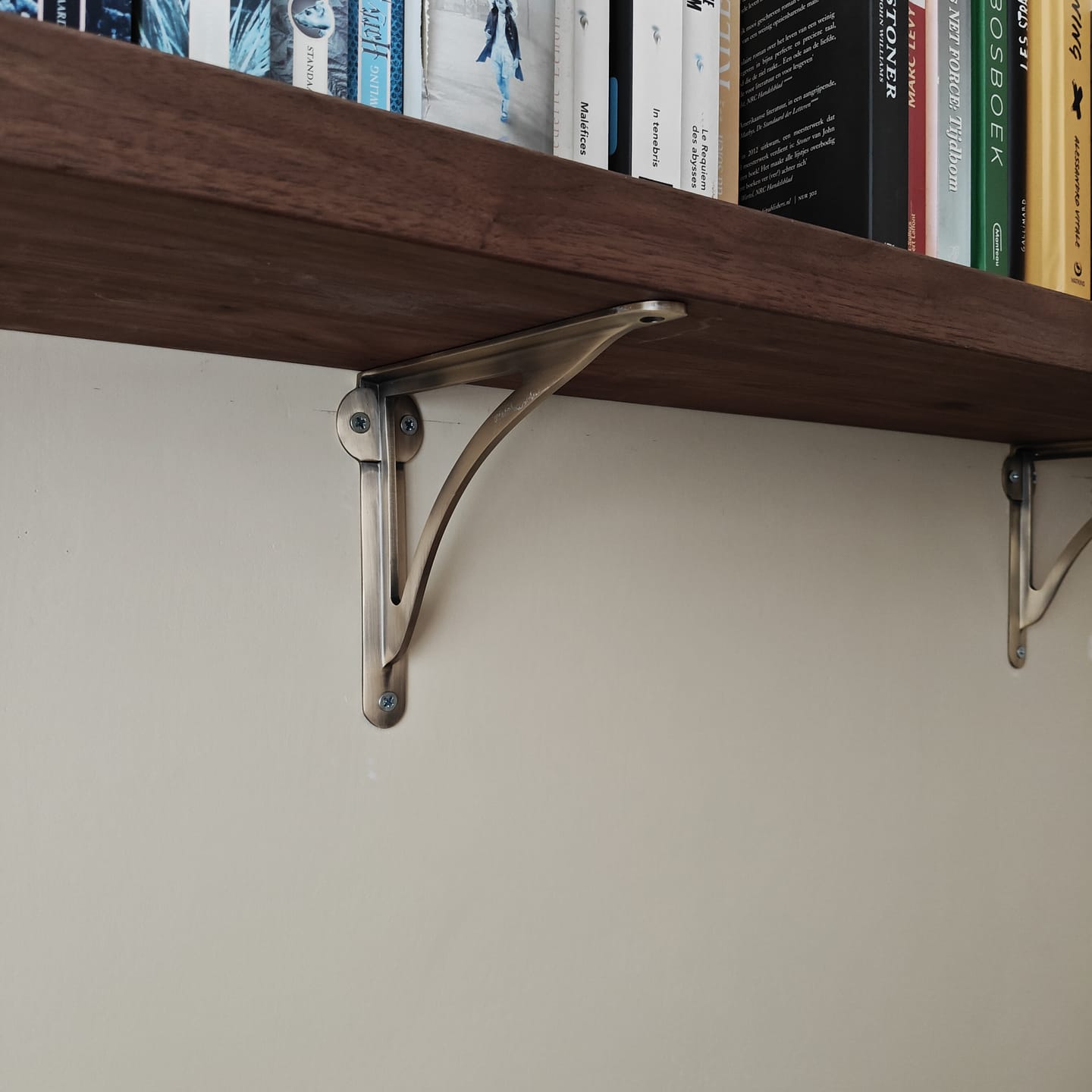 Customer photo review of Ironbridge Aged Brushed Brass Shelf Brackets | 4.5/6/7/8/10"