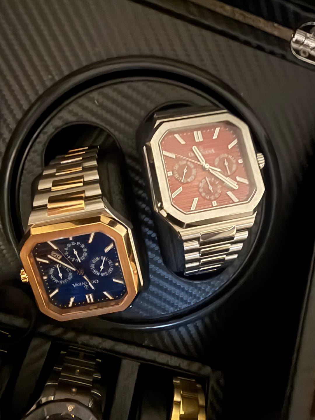 Customer photo review of Oceaneva Mens Tenuis Automatic Calendar Thin Watch Burgundy Dial