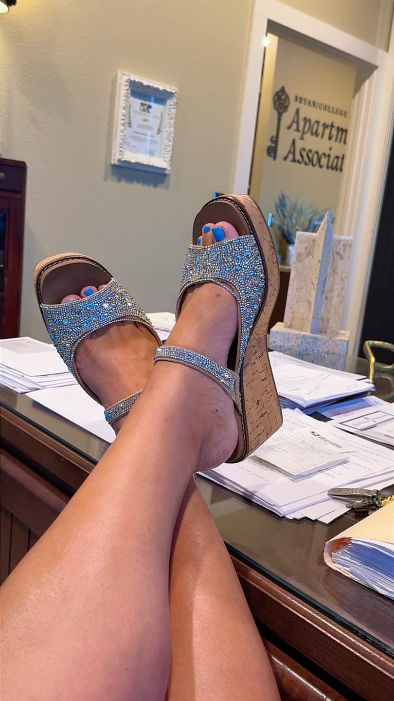 Customer photo review of Corky's Rhinestone Treat Yourself Wedges