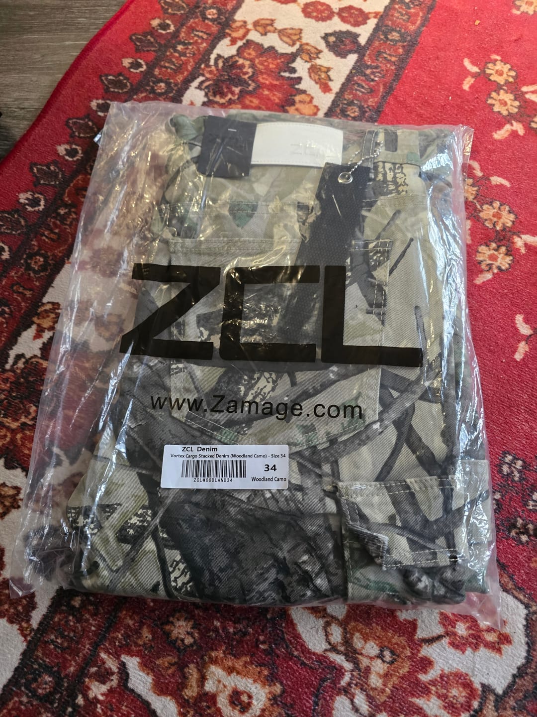 Customer photo review of Vortex Cargo Stacked Denim Jeans (Woodland Camo)