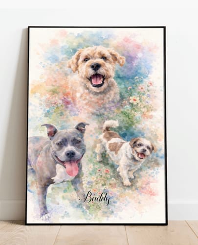 Customer photo review of Personalised Poster With Dog or Cat - Watercolour