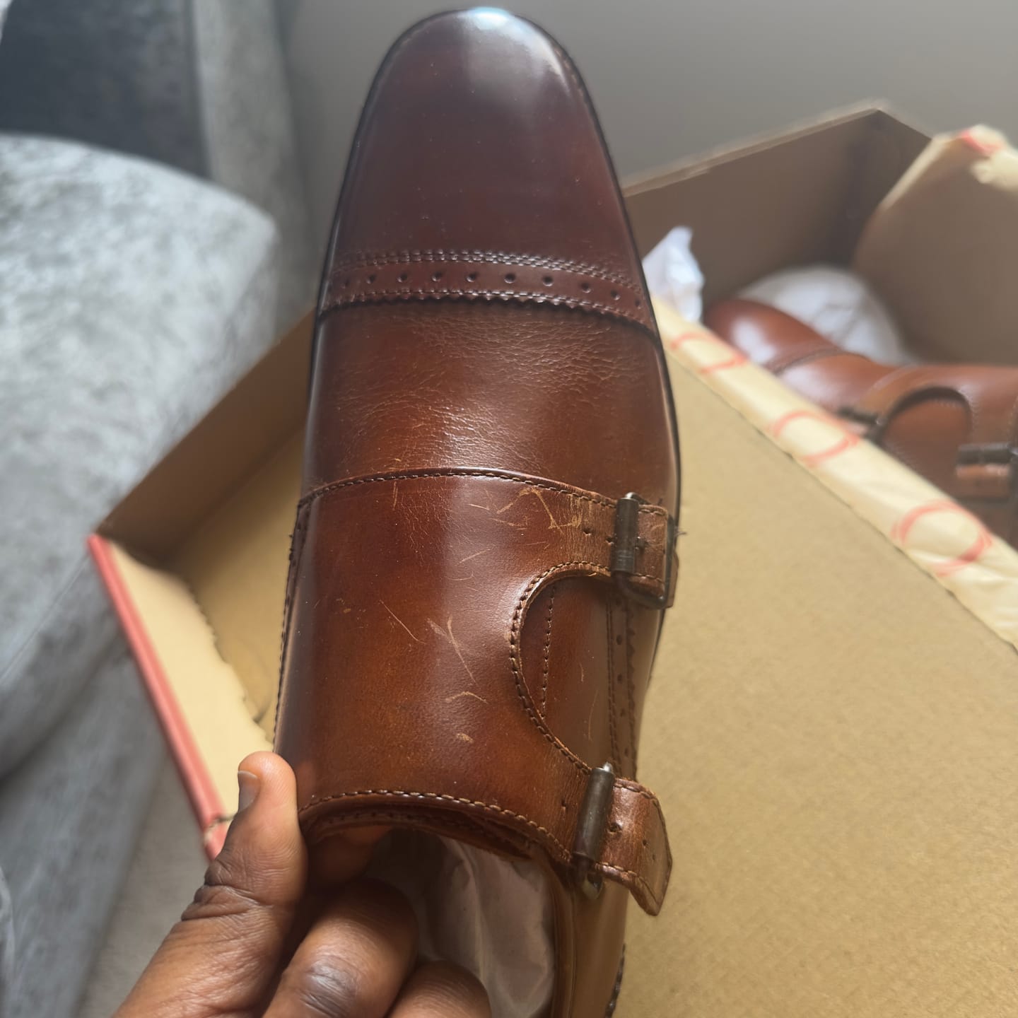 Customer photo review of Henley Leather Double Monk Shoes Tan