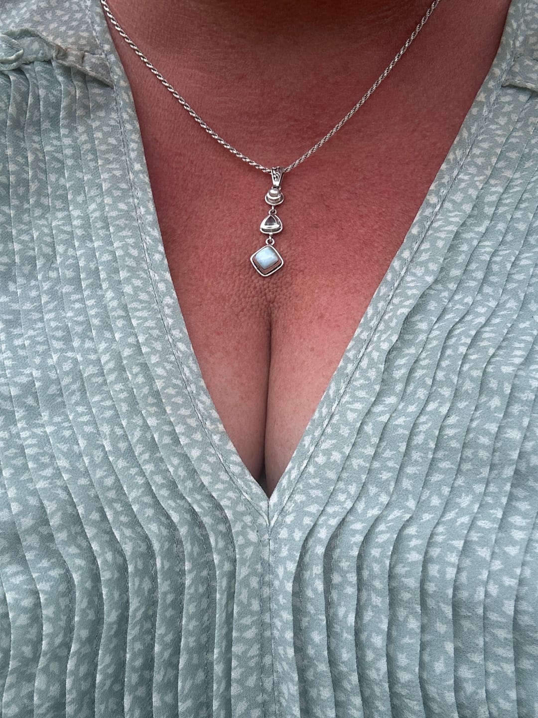 Customer photo review of Silver Larimar Necklace