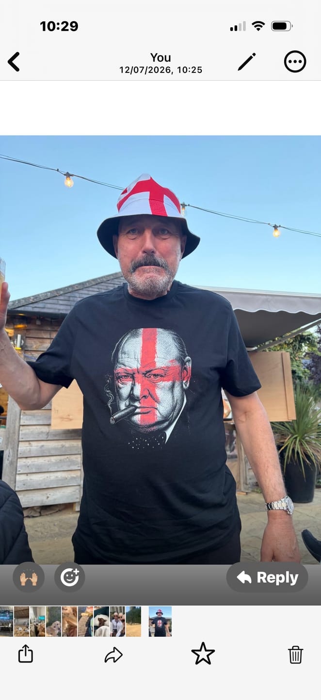 Customer photo review of CHURCHILL-ENGLAND-FACE-PAINT T-Shirt