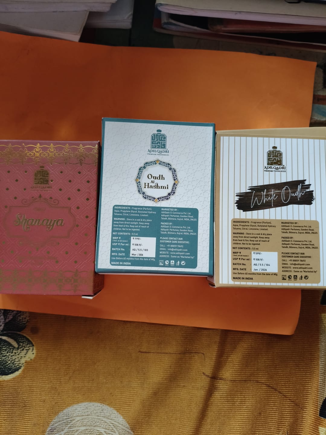 Customer photo review of 3 Pcs Attar Set Shanaya, White Oudh And Oudh Al Hashmi 5.5 Ml Each