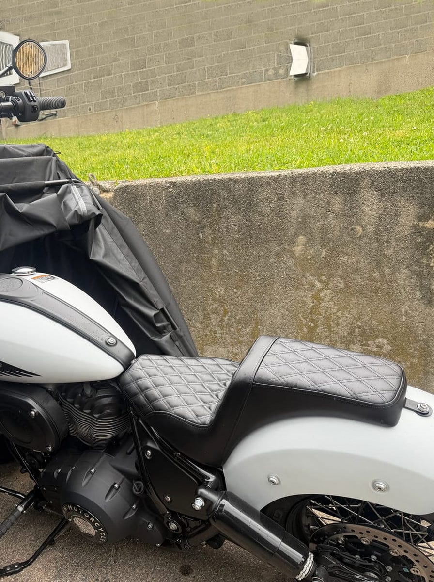 Customer photo review of Iron Born Diamond Stitch Indian Chief Bobber 2-Up Seat Black