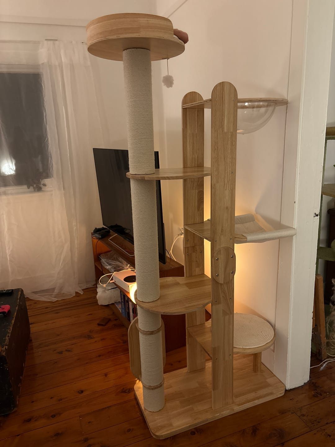 Customer photo review of Solid Wood Multi-Level Cat Tower - 183cm