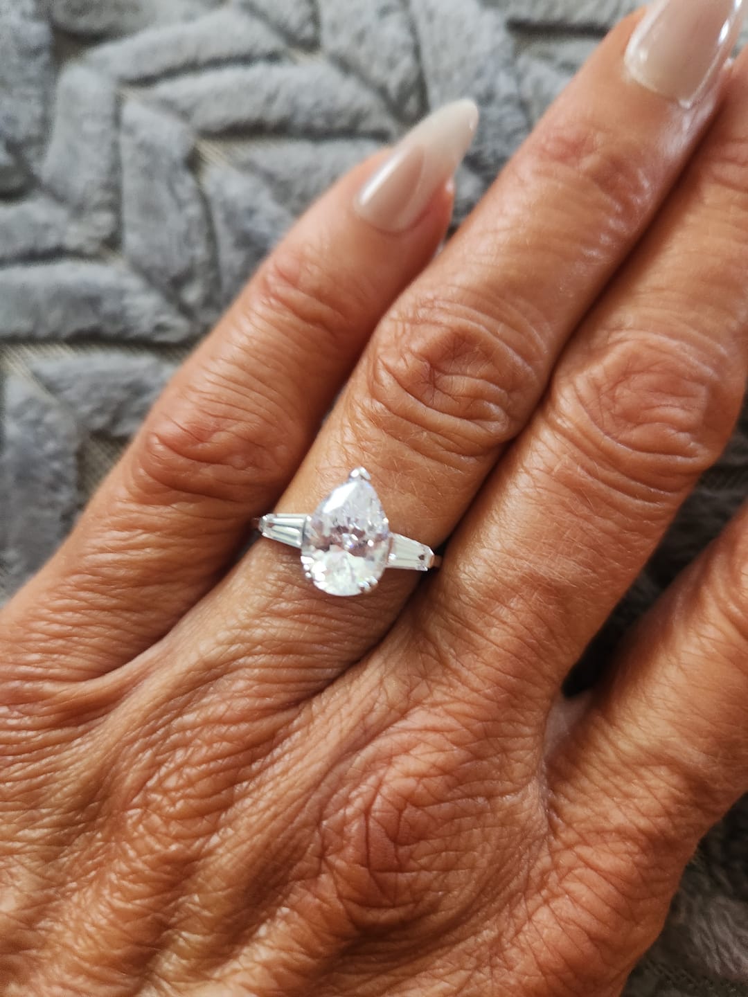Customer photo review of Solitaire 1.8ct Pear CZ Ring in Sterling Silver