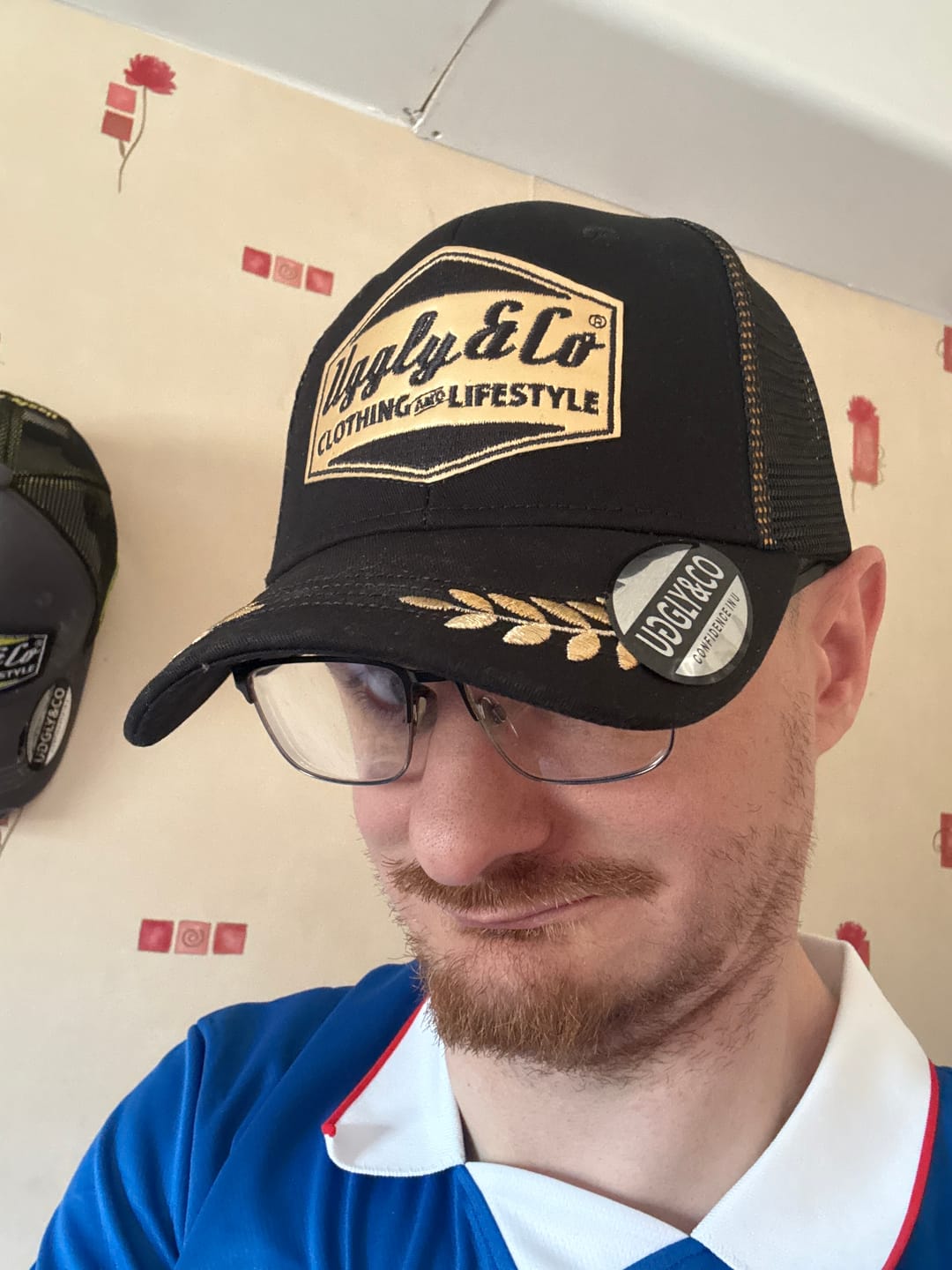 Customer photo review of Black & Gold 'Podium' Diamond Trucker Hat