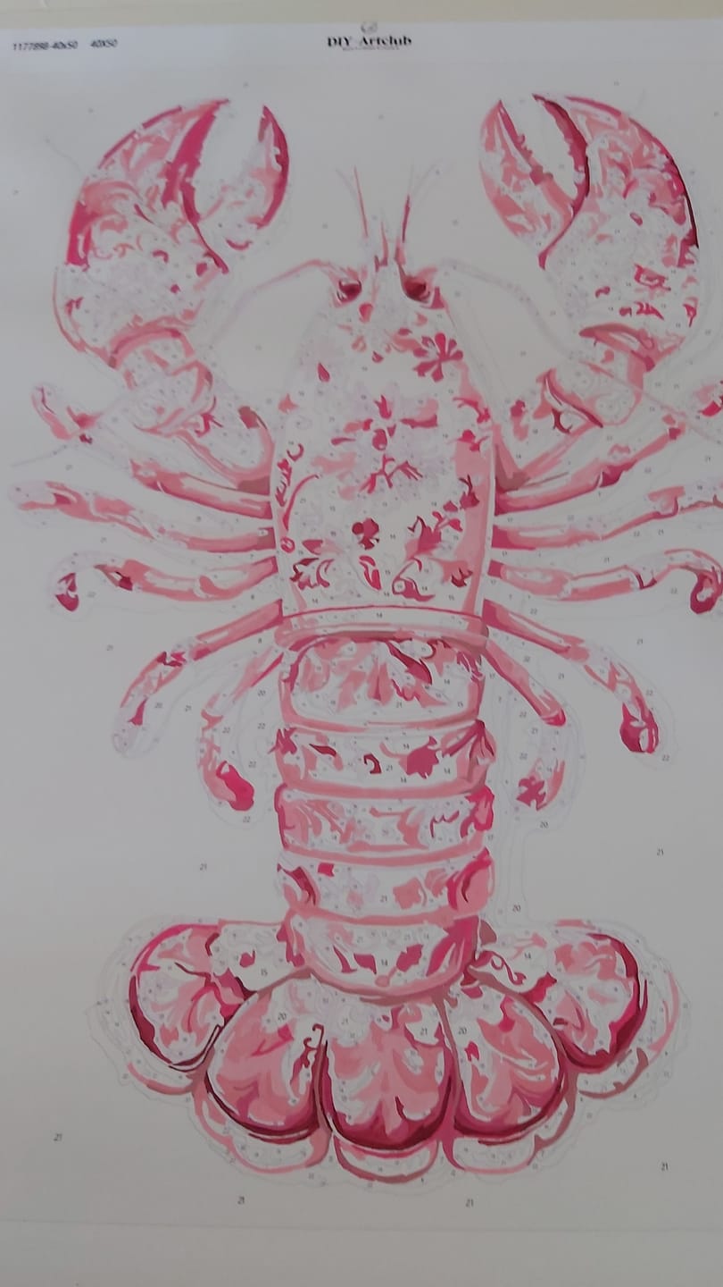 Customer photo review of Delft Pink Lobster | Paint by Number