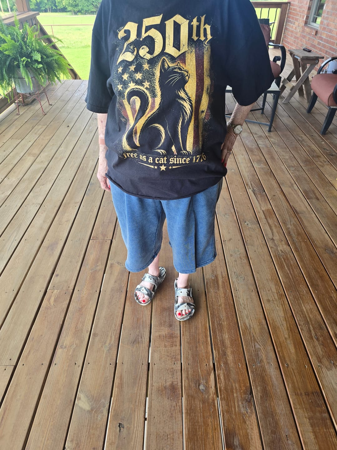 Customer photo review of Free As A Cat T-Shirt