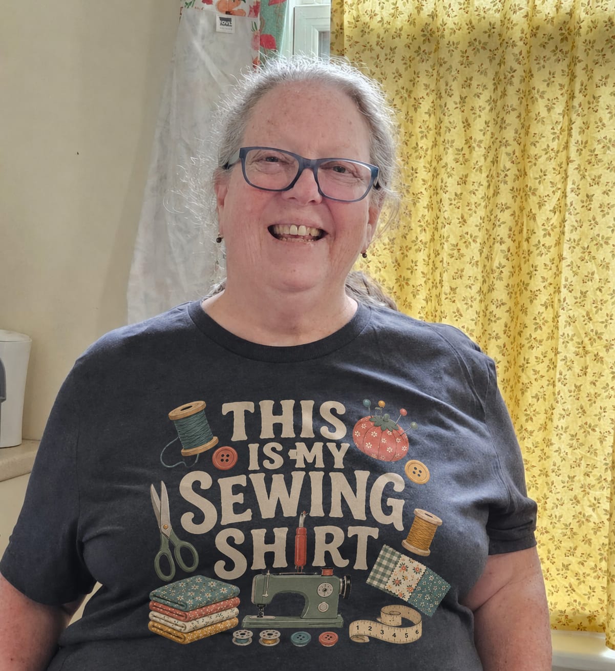 Customer photo review of Lavender Patchwork Pots T-shirt