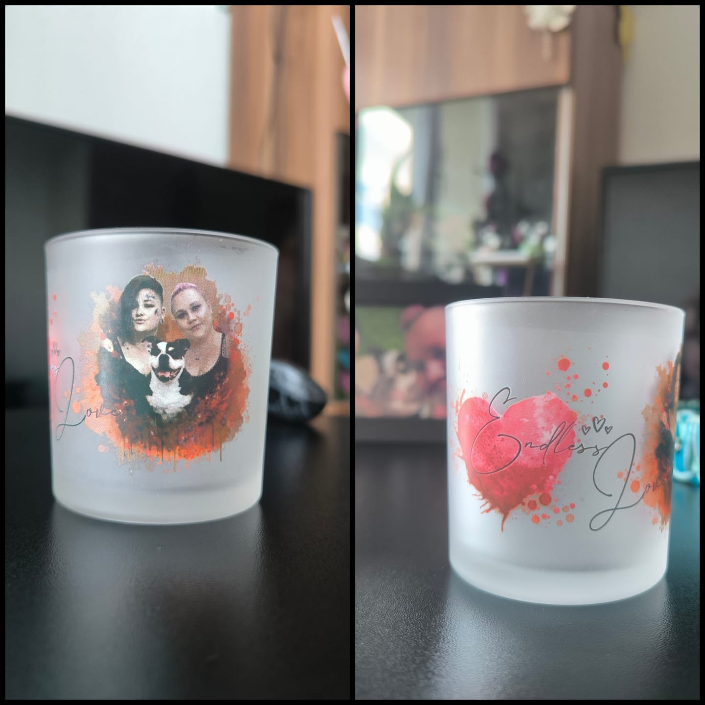 Customer photo review of Teelichtglas „Aquarell“