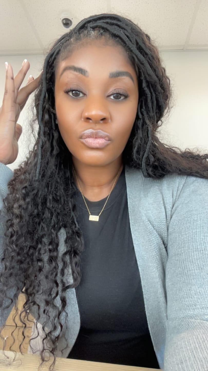 Customer photo review of Pre-looped Crochet Boho Locs with Human Hair Curls