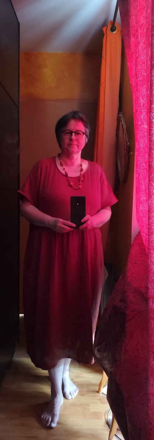 Customer photo review of Robe Elsie - armuré/double gaze de coton Terre de Sienne