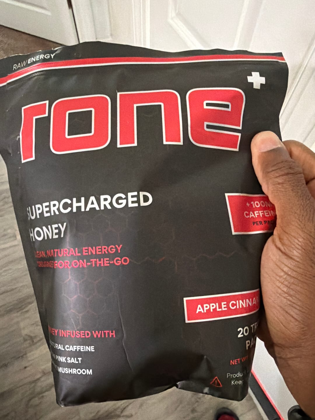 Customer photo review of 100mg Caffeine - Apple Cinnamon - SuperCharged Honey (20-Pack)
