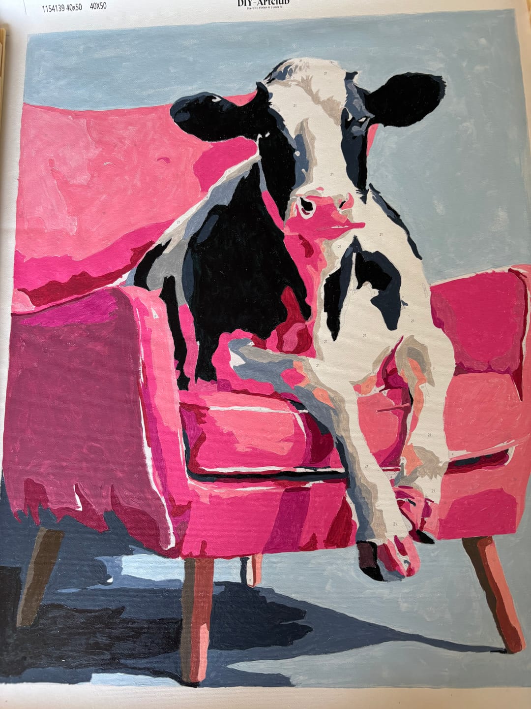 Customer photo review of Cow on Couch | Paint by Number