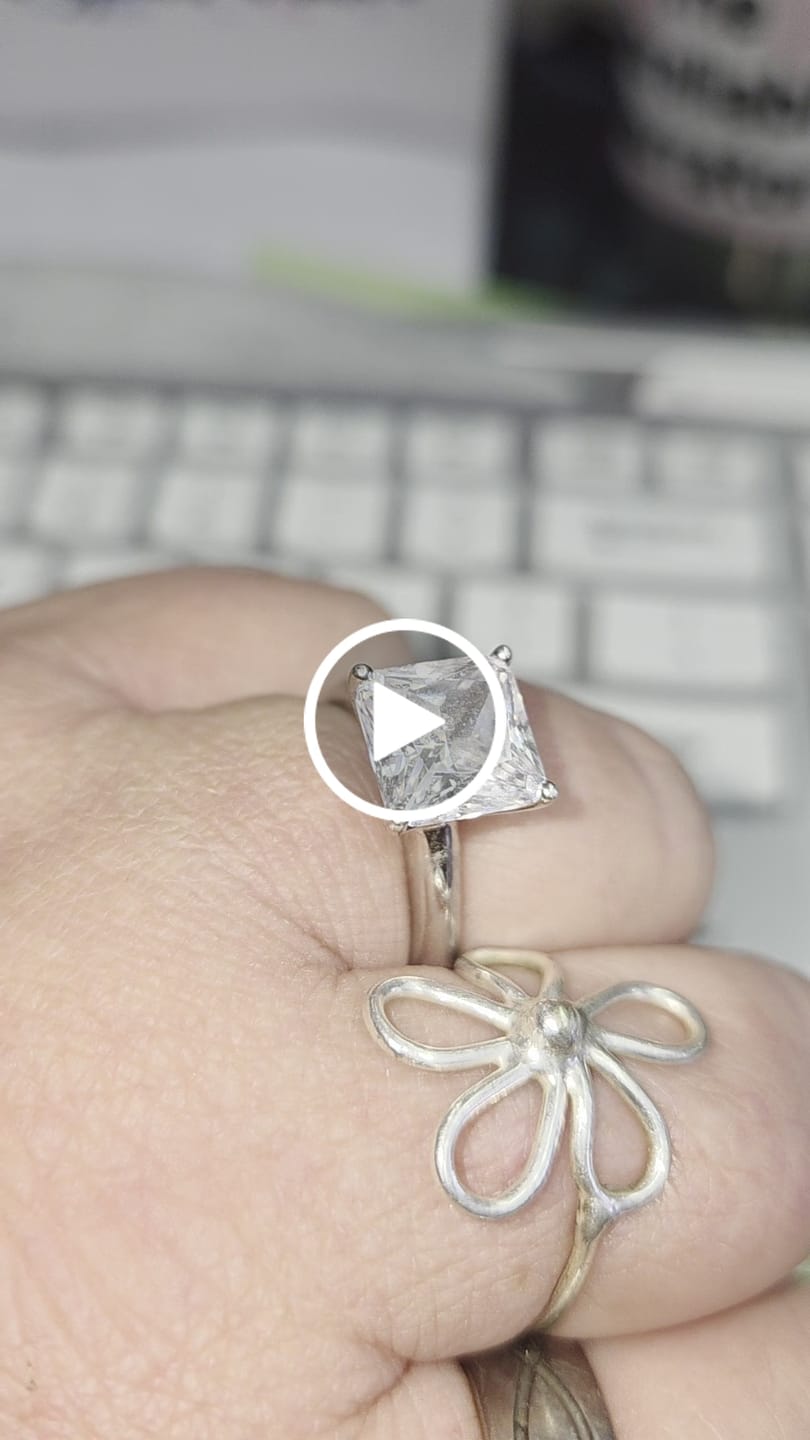 Customer video review of Classic Solitaire Princess Cut sona diamond sterling silver ring