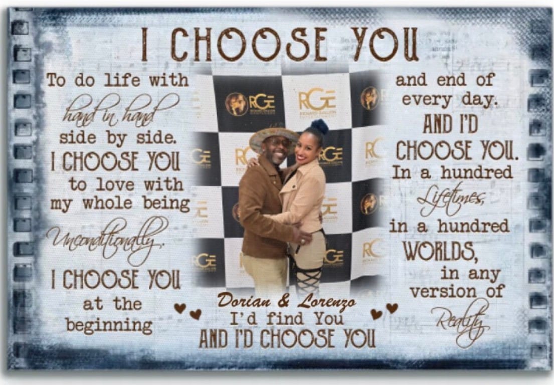 Customer photo review of Couple Personalized Canvas Prints - Custom Photo & Text - 5 Sizes - Anniversary Gift, Love Gifts, Couple Gifts for Her, I Choose You - Dem Canvas