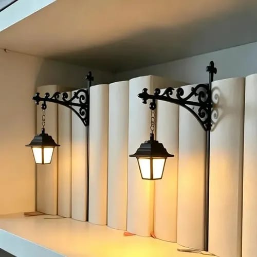 Customer photo review of The Library Lantern — Bookshelf Lamp