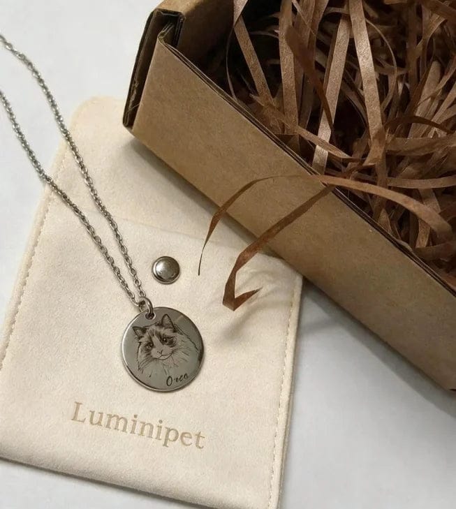 Customer photo review of Custom Engraved Pet Portrait Necklace