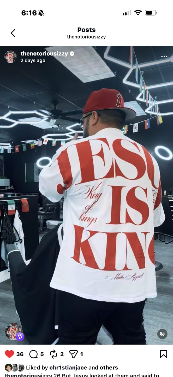 Customer photo review of [PRE-ORDER - SHIPS EARLY JULY] Jesus is King Jumbo Print Tee - Ivory (Oversized)