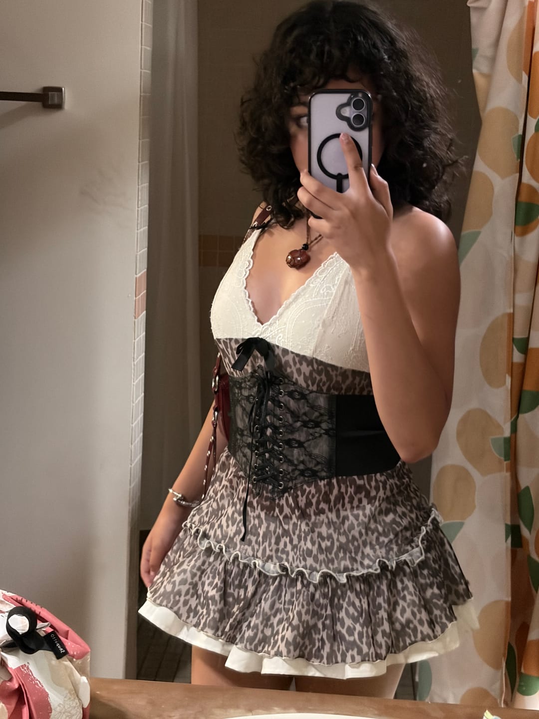 Customer photo review of Ophelia Pvc Lace Corset Belt