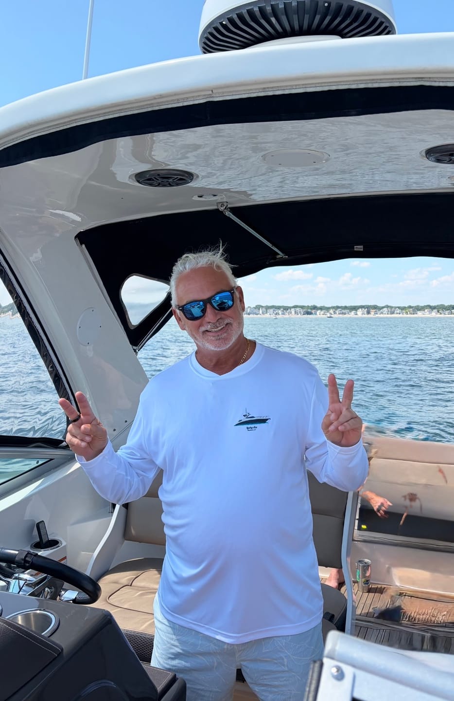 Customer photo review of Dri-FIT Long Sleeve Custom Boat Shirts