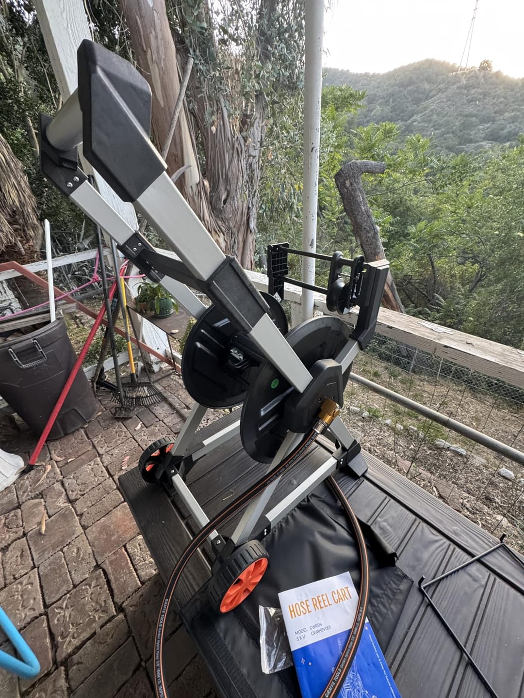 Customer photo review of Garden Hose Reel Cart with Tool Tray