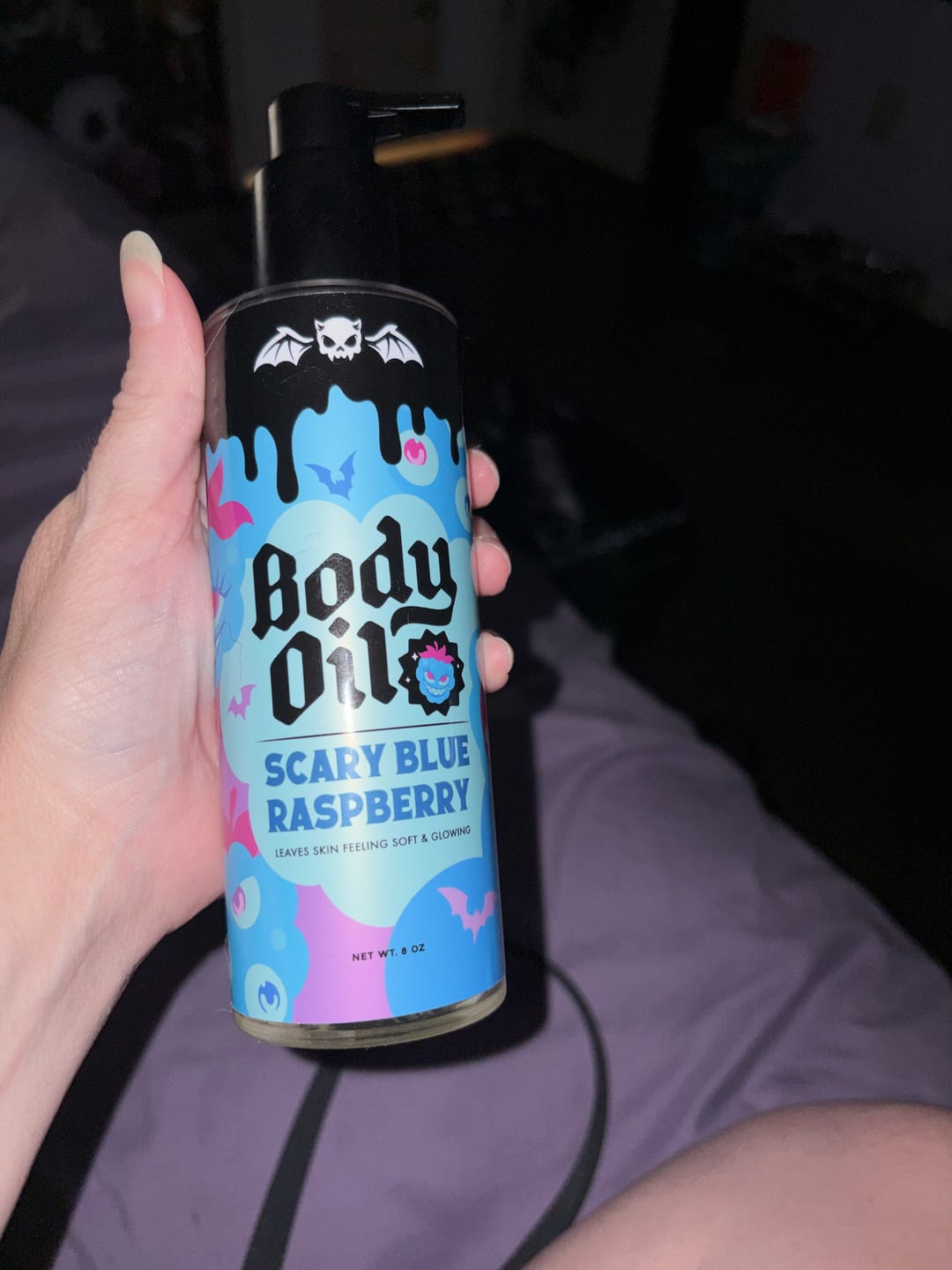 Customer photo review of Scary Blue Raspberry Body Oil