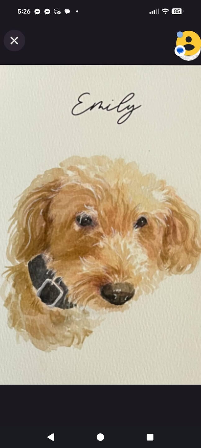 Customer photo review of Custom Hand Painted Dog Portrait Canvas